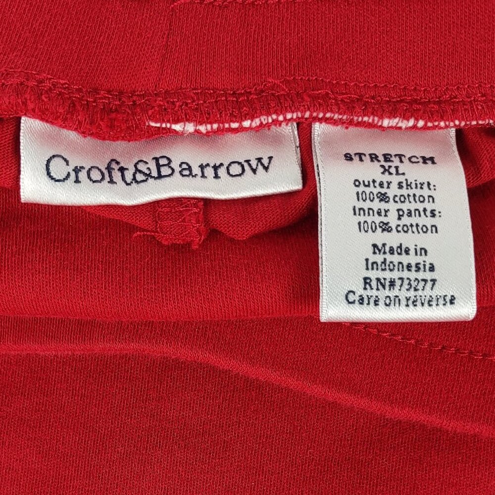 Croft & Barrow Women’s XL Red Cotton Skort Elastic Drawstring Waist Pockets - Picture 7 of 9